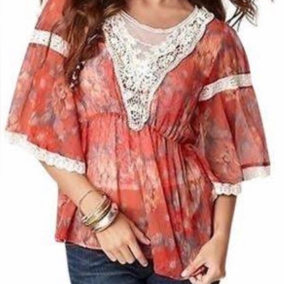 Free People Daydreamer Sheer Dolman sleeve top-$4.99 Shipping Applied~ NWOT - Picture 3 of 7